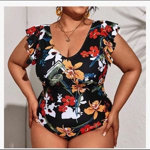 cakiesky Plus Size Swimsuits for Women Ruffle Beachwear Tummy Control One Piece